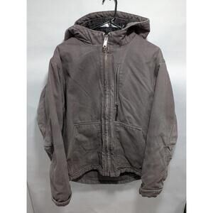 Mens RidgeCut Tough Wear Gray Full Zip Up Hooded Heavy Canvas Jacket Size Medium